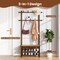 Coat Rack with Bench and Shoe Storage PE Rattan Entryway Organizer with Hooks
